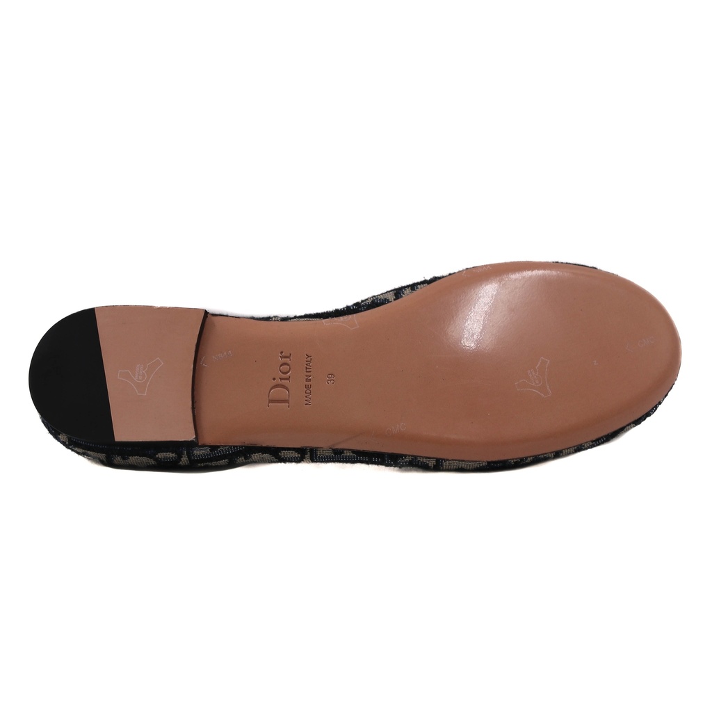 Christian Dior Poeme Ballet Flats In Blue and Beige Oblique In